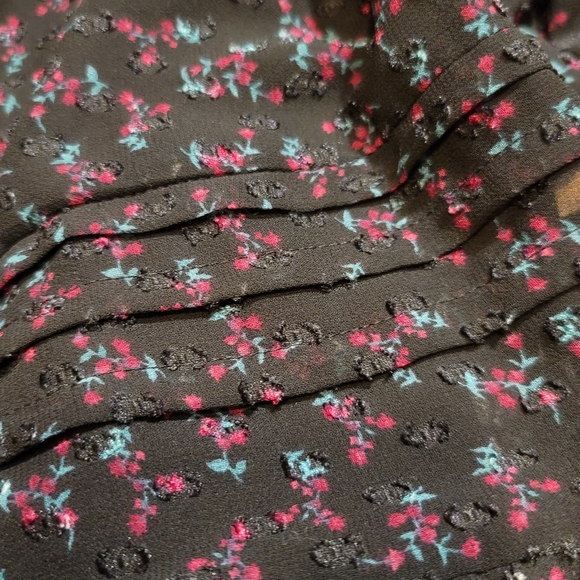 Zara Black Floral Tiered Dress Medium - Picture 5 of 8